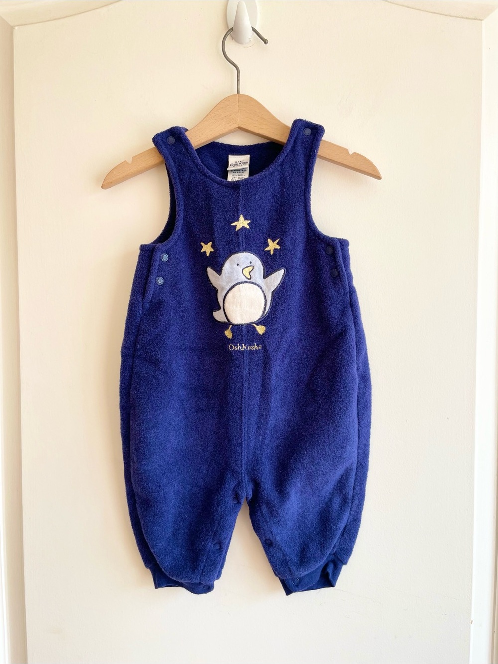Vintage Y2K Oshkosh B’gosh Blue Penguin Stars Plush One Piece 3-6M